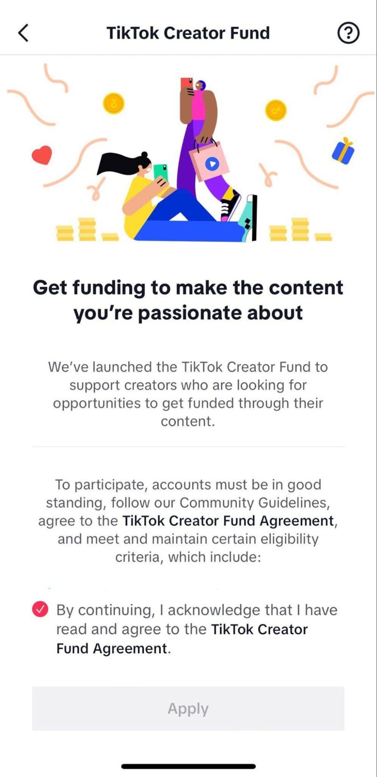 TikTok creator fund application
